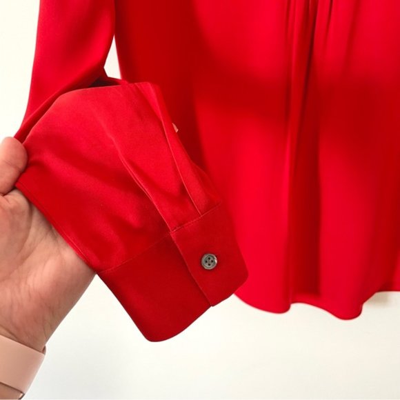 Theory 100% Silk Red Blouse - Picture 4 of 8
